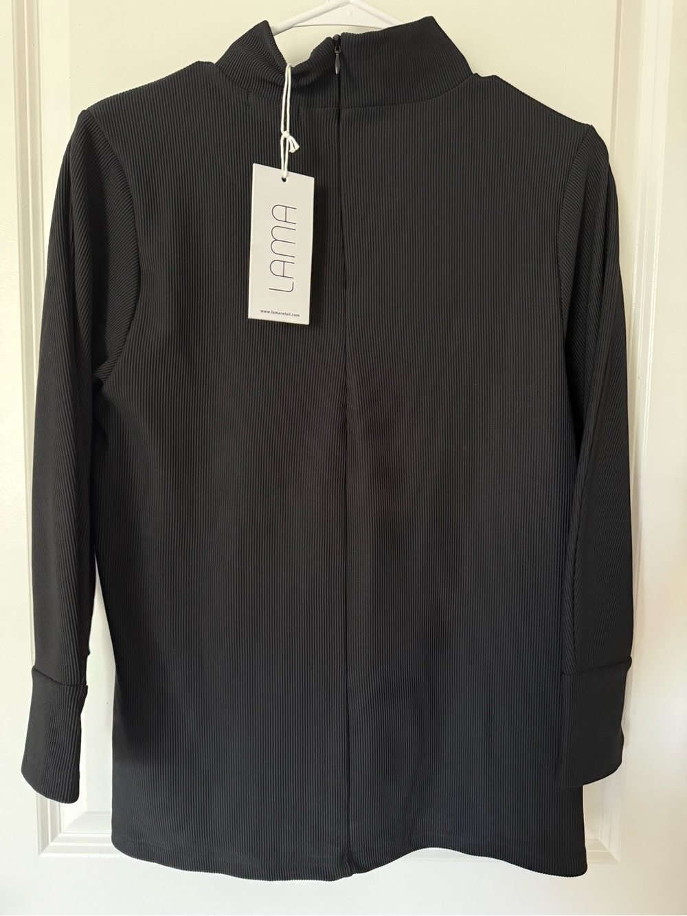 Black Ribbed Mock Neck top